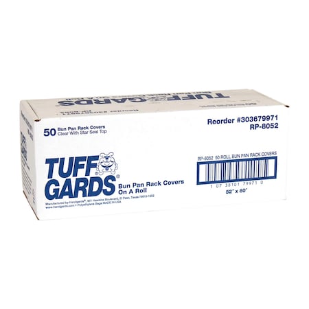 Tuffgards High Density Polyethylene Clear Roll Pack 52"x80" Bun Rack Cover, PK50 303679971